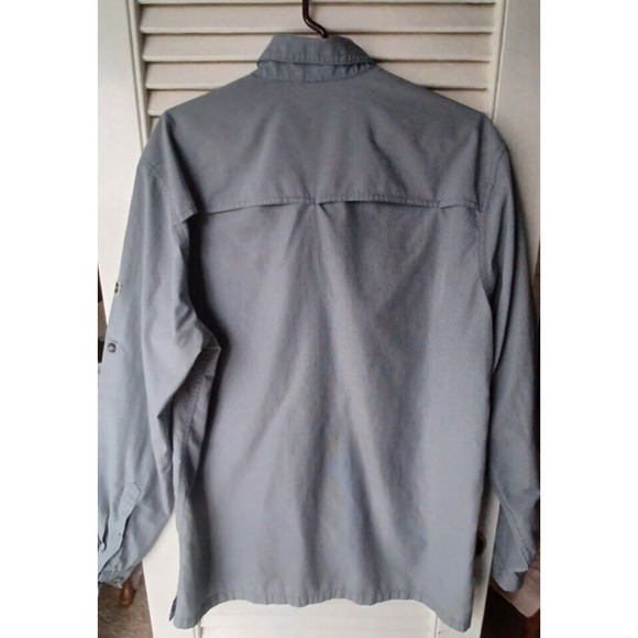 Eddie Bauer Sport Shop Long Sleeve Button Down Fishing Shirt TL Tall Large Gray - Picture 2 of 6